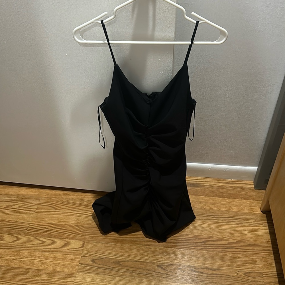 Zara Ruched Black Dress